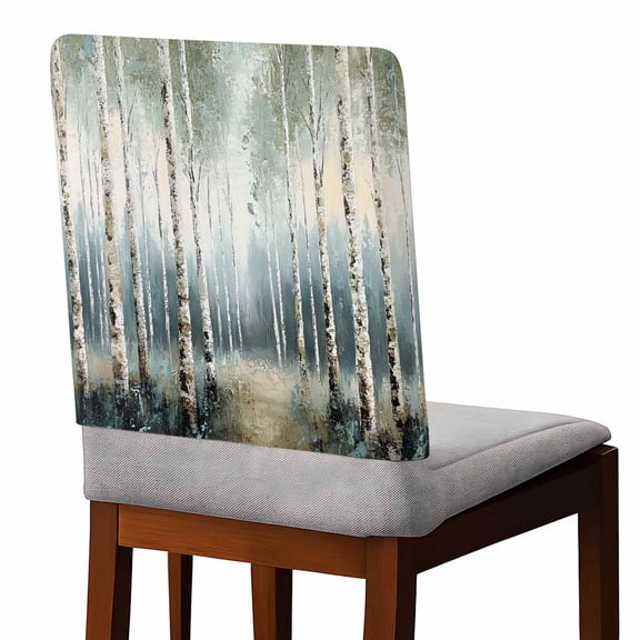 Forest Chair Covers Set of 4 Scenery Chair Back Covers Stretch Removable Washable Slipcovers Protector for Dining Room Kitchen Party Decor