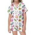 thumbnail image 1 of MIASHUI Ensemble de Pyjamas en Satin de Soie pour Filles et Garçons de Pâques, Blanc, 8-9 Ans, 1 of 5