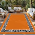 thumbnail image 3 of Fsddascl Orange Outdoor Rug for Patio/Deck/Porch, Non-Slip Large Area Rug 4 x 6 Ft, Black Modern Geometric Abstract Art Aesthetics Indoor Outdoor Rugs Washable Area Rugs, Camping Rug Carpet, 3 of 5