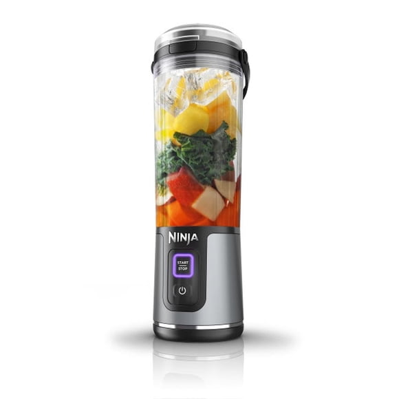 Ninja Blast Licuadora Portatil Recargable para Smoothies,Batidos,Ninja frappe,Licuadora Ninja portatil, cable desmontable USB tipo C, vaso licuadora de 532ml(18 oz) Gris(Reacondicionado)