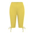 thumbnail image 4 of Jxximdong Running Shorts for Women, Plain Lace Up Bow High Waist Yoga Pants Lightweight Comfortable Soft Casual Pajama Leggings, Yellow Women's Casual Shorts, 4 of 5