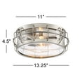 thumbnail image 7 of Possini Euro Design Aya Modern Industrial Ceiling Light Flush Mount Fixture 13 1/4" Wide Satin Nickel 2-Light Cage Clear Seeded Glass for Bedroom Home, 7 of 7