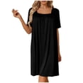 thumbnail image 2 of YgkuHd Cotton Nightgowns for Women Womens Solid Color Lace V Neck No Sleeved Loose Casual Mid Calf Nightgown Casual Print Sleepdress, 2 of 8