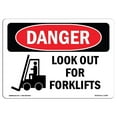 thumbnail image 1 of SignMission OS-DS-A-1218-L-1440 12 x 18 in. OSHA Danger Sign - Look Out for Forklifts, 1 of 1