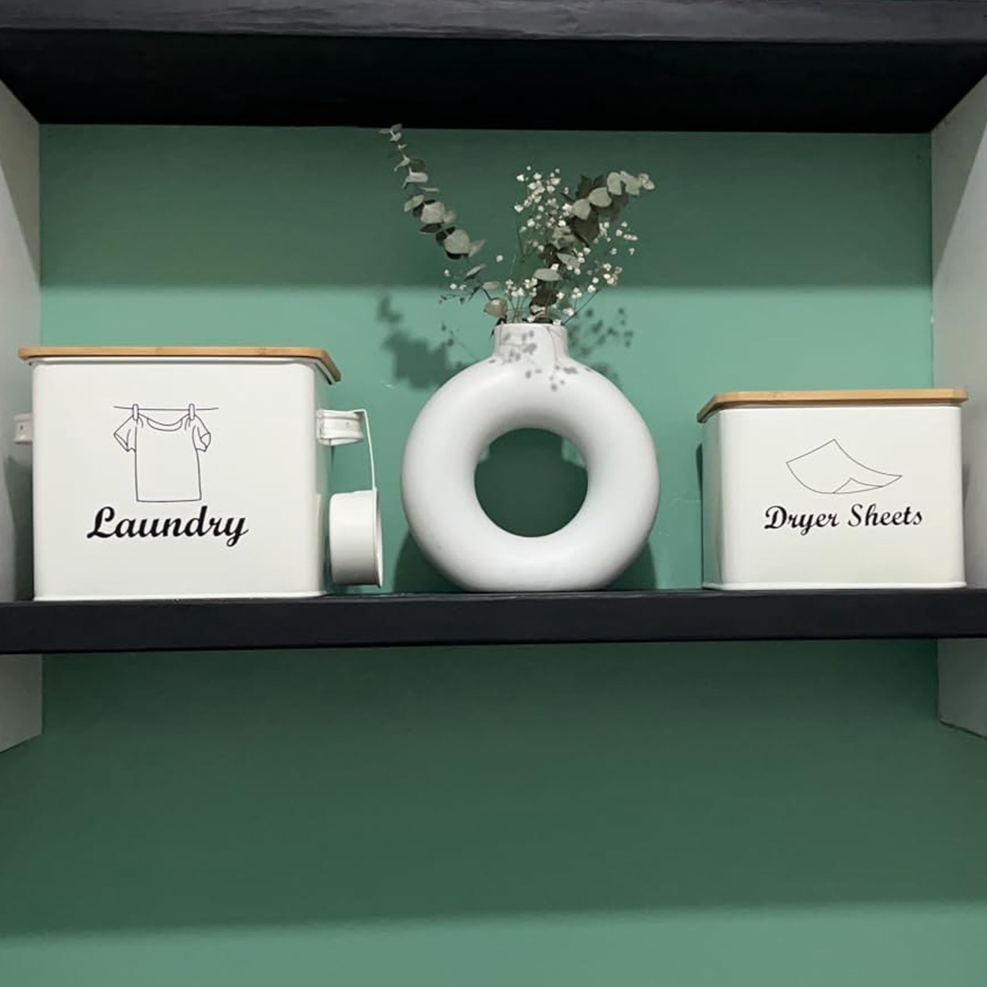 Pethiy Laundry Detergent Container for Powder, Beads, and Pods, Dryer Sheet Holder, White Laundry Canister for Bathroom Organizing and Storage