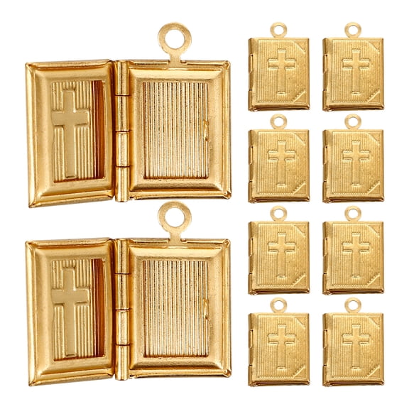 YEAHIBABY 10Pcs Golden Copper Bible Charms for DIY Jewelry Making Durable Accessories and Pendants