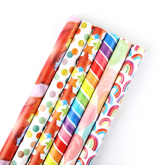 10 Packs Christmas Wrapping Paper Kit, Wrapping Paper Roll w/ One