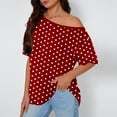 thumbnail image 2 of Posijego Womens Summer Tops Short Sleeve Shirt Polka Dot Printed Round Neck Casual Blouses Loose Soft Tunic Shirts, 2 of 6