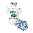 thumbnail image 2 of piuwrlz Shirt and Short Pants Set Baby Boys Girls Printed Bow-knot Summer Children's Set Blue Size 12M, 2 of 9