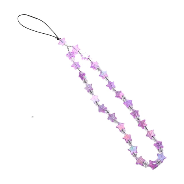 Correa de cuentas para teléfono, accesorio para teléfono móvil, llavero decorativo, cadena para teléfono, cordón para la muñeca para mochila, bolso, Púrpura