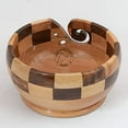 thumbnail image 3 of Hind Handicrafts Joint Multi Wood Wooden Portable Yarn Storage Bowl - Rosewood Solid Dark Handmade Crafted - Holder for Knitting Crochet Hook Accessories - BAG INCLUDED (6.5" x 6.5" x 3.5", Design-2), 3 of 3