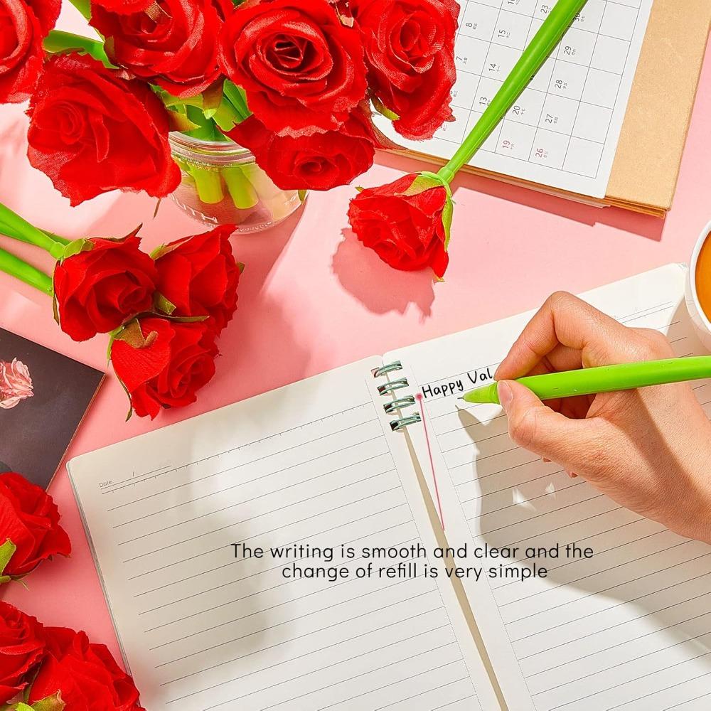24Pcs Bulk Rose Shaped Ballpoint Pen, Black Ink Artificial Flower Pens for Women Girlfriend Wife Office Birthday Valentines Party Favors