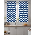 thumbnail image 2 of Navy Blue White Curtains 54 Inch Length, Sheer Curtains for Bedroom Living Room Window Abstract Waves Water Ripple Striped Rod Pocket Voile Drapes Kitchen Curtains Small Half Window 42"x54" 2 Panels, 2 of 6