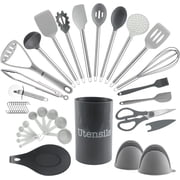 COOK WITH COLOR Silicone Cooking Utensils Set, Heat-Resistant, Nonstick Kitchen Gadgets (38 Pieces)