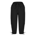 thumbnail image 7 of Women Capri Pants On ! Cagogo Ladies Summer Loose Cargo Capris with Pockets Elastic Waist Stretch Lightweight Capris Pants Drawstring Wide Leg Casual Trendy Yoga Capris, 7 of 7