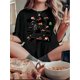 thumbnail image 1 of Camiseta deportiva informal y moderna para mujer, con estampado de gato navideño creativo y cuadrícula de nueve cuadrados, cuello redondo y manga corta, cómoda para vacaciones de verano., 1 of 6