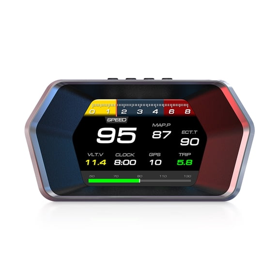Dual-Mode HUD Display, GPS & OBD2 Speedometer with Auto-Dimming, Real-Time MPH/RPM/Volt/Temp Gauge for All 2009 Cars