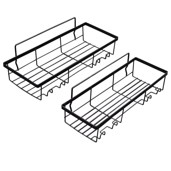 Shower Caddy No Drilling 2-Shelf Metal Adhesive Shower Caddy, Black, 2 Count, 2 Pack