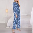 thumbnail image 3 of Fotbe whiet Snowflake blue background Conjunto de Pijama de Manga Larga para Mujer con Estampado, Ropa de Dormir de 2 Piezas, Conjunto de Casa Suave y Cómodo con Bolsillos-Large, 3 of 7