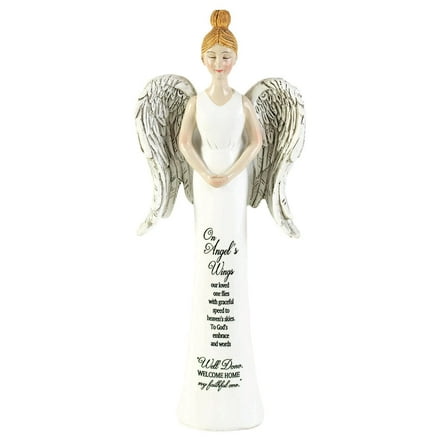 Dicksons On Angel's Wings Engraved White 8 inch Resin Table Top Figurine