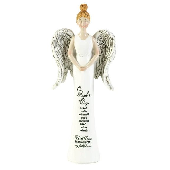 Dicksons On Angel's Wings Engraved White 8 inch Resin Table Top Figurine