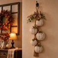 thumbnail image 5 of CHJK Rustic White Pumpkin Hanging Swag, 5 Pumpkin Fall Wall & Door Decor, Distressed Wooden Pumpkins with Plaid Bow for Farmhouse Fall Door Decor, 5 of 7