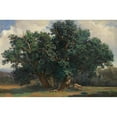 thumbnail image 2 of Alexandre Calame 18x13 Black Ornate Wood Framed Double Matted Museum Art Print Titled - Landscape with Oak Trees, 2 of 5