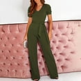 thumbnail image 5 of Hwmodou Women's Jumpsuits Solid Color Spring Summer V Neck Long Sleeve Elegant Trouser Suit Playsuit Jumpsuits For Women, 5 of 6