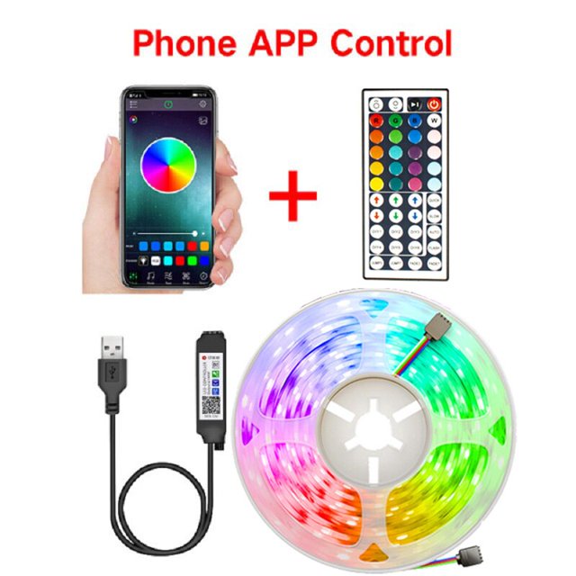 Tiras de LED Control infrarrojo Luces de hielo de neón 5050 Retroiluminación de TV Decoración de habitación SMD5050 USB Decoración de dormitorio 1m 2m 3m 4m 5m Luces LED Tan Jianjun unisex