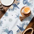 thumbnail image 3 of Blue Jellyfish Coastal Table Runner 90 Inches, Beach Starfish Nautical Coral Botanical Bed Runner Dresser Scarves Tabletop for Indoor Outdoor Parties/Ceremony/Banquet, 13" x 90", 3 of 9