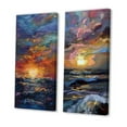 thumbnail image 3 of Designart "Coastal Sunset Contemplation with Cloudy Sky and Wild Waves I" Beach Wall Art Set Of 2 - Coastal Yellow Gallery Wall Set For Home Decor, 3 of 6