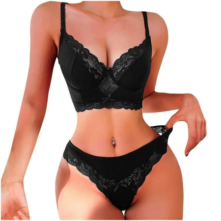 GENGING Lingerie for Women Fashion Women Nightwear SexyLingerie Corset Lace Floral Bralette Bra Two Piece Underwear Tops+Briefs Suit