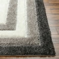 thumbnail image 4 of Hauteloom Domna Contemporary Geometric Shag Area Rug - Modern Bordered Fluffy High Pile Super Soft Rug for Living Room, Bedroom, Dining Room - Gray, Black - 5'3" x 7', 4 of 6