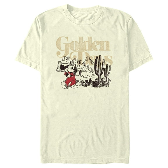 Men's Mickey & Friends Golden Days Cowboy Mouse  Graphic Tee Beige Small