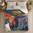 thumbnail image 5 of surreal Stag Nature Scene, Peaceful Mountain Lake Scene, Warm Flannel Blanket for Cabin and Lodge with Detailed Artwork, Outdoor Lovers Thanksgiving Gift, Artistic Home Decor, 5 of 9