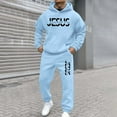 thumbnail image 5 of Aihuaihua Mens Christian Sweatsuit 2 Piece Fall Fashion Casual Outfits Jesus Print Hooded Sweatshirt and Baggy Jogging Pants Light Blue S, 5 of 5