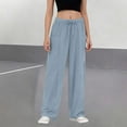 thumbnail image 2 of DHFJKG Winter Casual Wide Leg Sweatpants For Women Pleated Solid Color Loose Fit Elastic Waist Floor-Length Pants With Pockets Versatile Trousers, 2 of 5