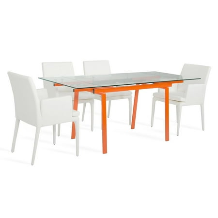 Modern Glass Top Metal Frame Dining Set 7 Pcs Classic VIG Modrest Linus & Dex