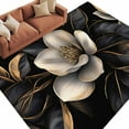 thumbnail image 3 of 5x8Ft Area Rugs Black Gold Flower Non-Skid Rubber Backing Large Rectangle Rugs - Living Room Bedroom Home Office, Gradient Luxurious Floral Botanical Indoor Floor Mat Carpets Washable Rug, 3 of 9