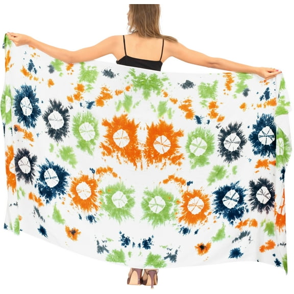 HAPPY BAY Women's Beachwear Summer Beach Wrap Bikini Wraps Swimwear Swim Cover up Skirt Swimsuit Sarong Coverups for Women One Size White, Tie Dye
