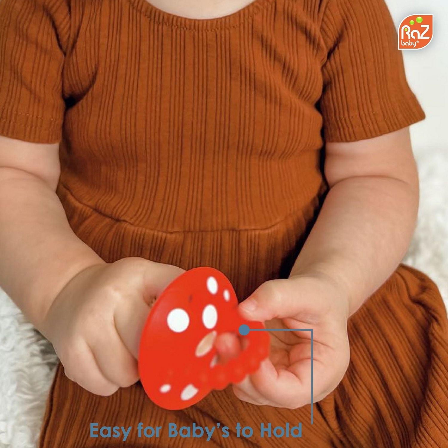 RaZbaby - Chompy Mordeur en Silicone en Forme de Champignon - Rouge & Vert