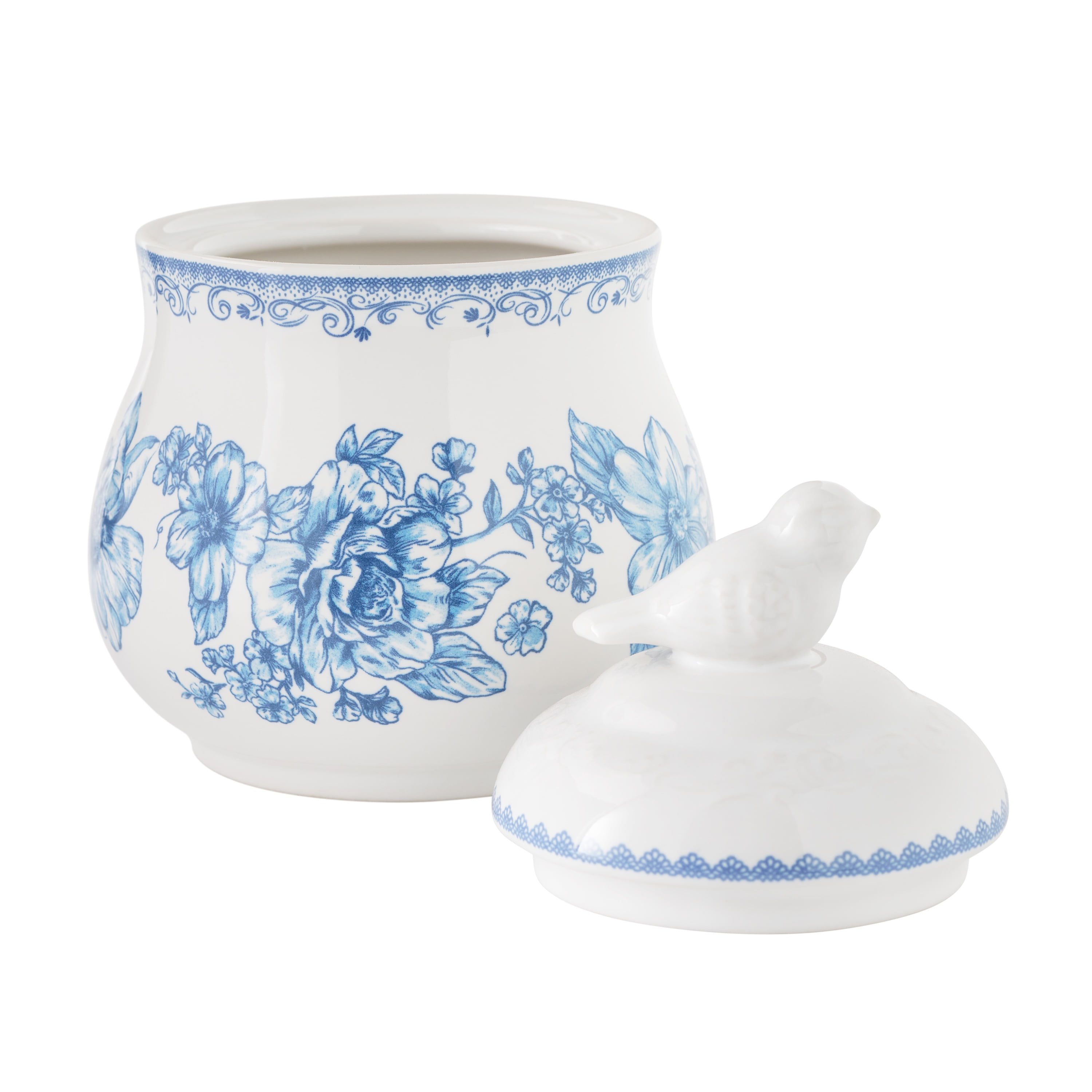 The Pioneer Woman Agatha Stoneware Sugar Bowl with Lid, Blue