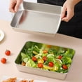 thumbnail image 2 of LEFU Stainless Steel Food Storage Trays with Plastic Cover - Rustproof Baking Pans for Kitchen, Restaurant - Dishwasher Safe - Fast Heating Cooling - Large Size without Cover, 2 of 10