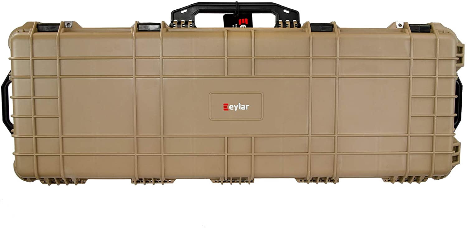 Eylar 48in Protective Roller Rifle Case Water and Shock Resistant w/ Foam, Tan,