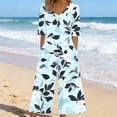 thumbnail image 2 of Cavosen Loose Linen V Neck Short Sleeve Jumpsuits Zipper Long Overalls with Pocket Print Lightweight Summer Vacation Rompers, 2 of 5