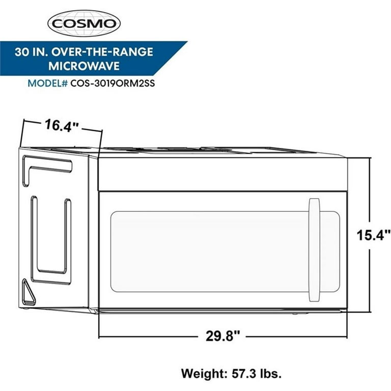Cosmo COS-3019ORM2SS 30 in. Over-the-Range Microwave Oven Cosmo COS-3019ORM2SS 30 in. Over-the-Range Microwave Oven
