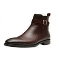 thumbnail image 1 of Santimon Bottes Chukka pour Hommes en Cuir Véritable Bottines Classiques Bottes Chelsea Habillées Café US 9, 1 of 7