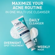 (2 pack) CeraVe Clay to Foam Acne Facial Cleanser, Mask & Spot Treatment for Acne Prone Skin 4 oz