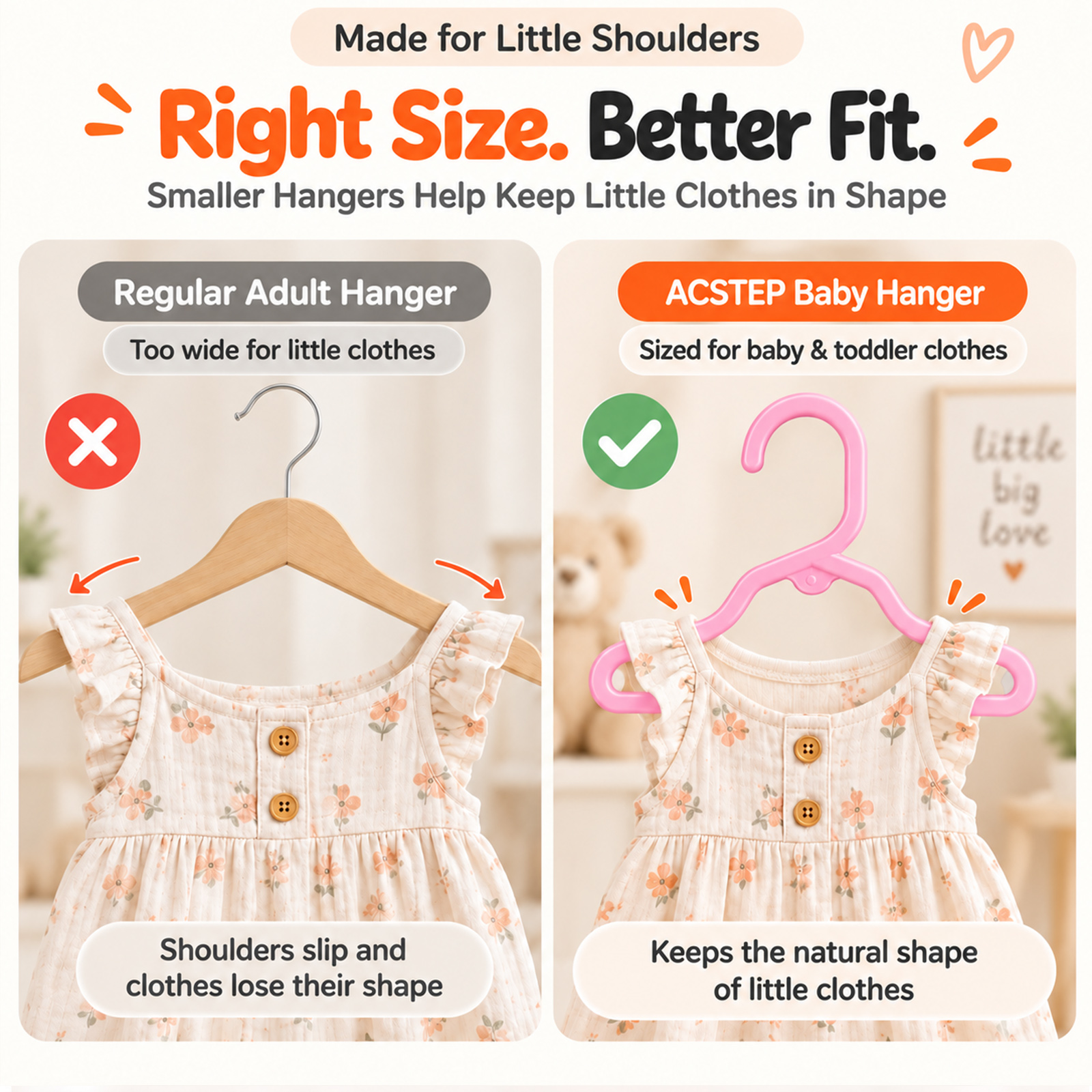 ACSTEP Baby Hangers, 20-Pack, Pink photo 2