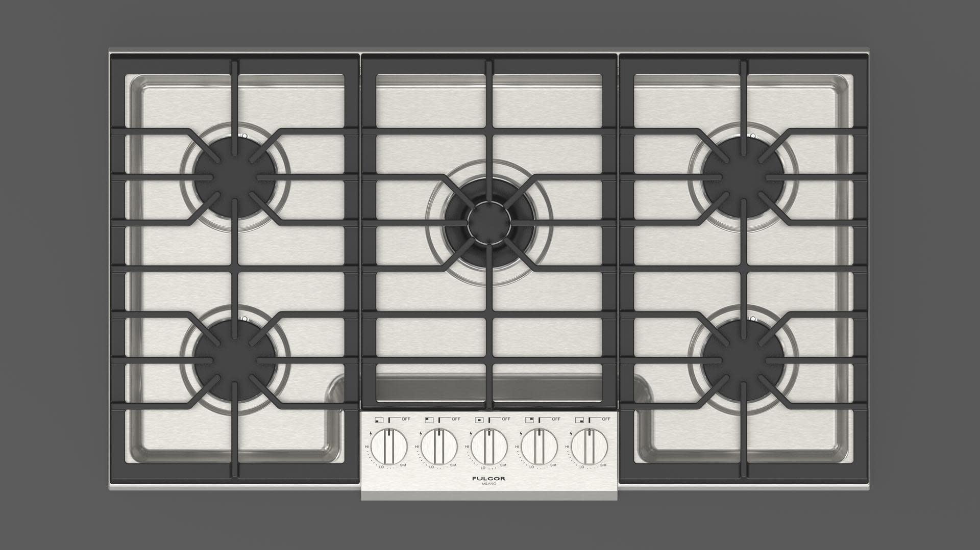 Fulgor Milano F4pgk3651 400 Series 36" Wide 5 Burner Liquid Propane / Natural Gas Cooktop
